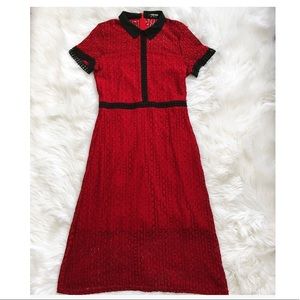 ♥️ Red and Black Midi Dress